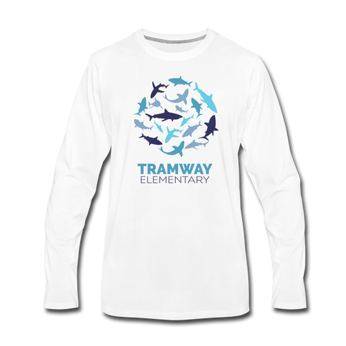 Tramway Circle of Sharks Long Sleeve T-Shirt White - white