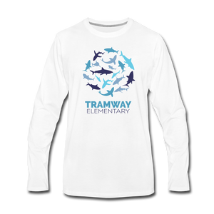 Tramway Circle of Sharks Long Sleeve T-Shirt White - white