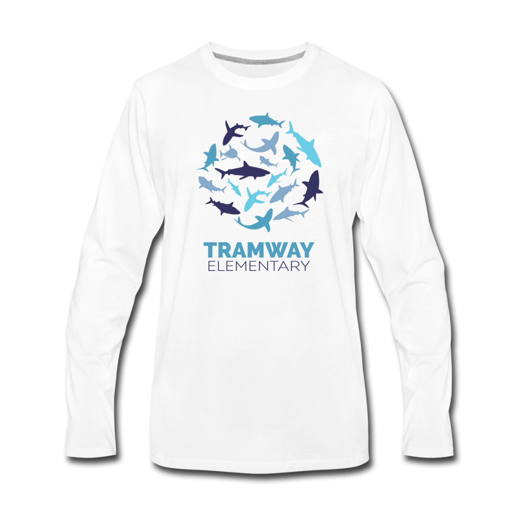 Tramway Circle of Sharks Long Sleeve T-Shirt White - white