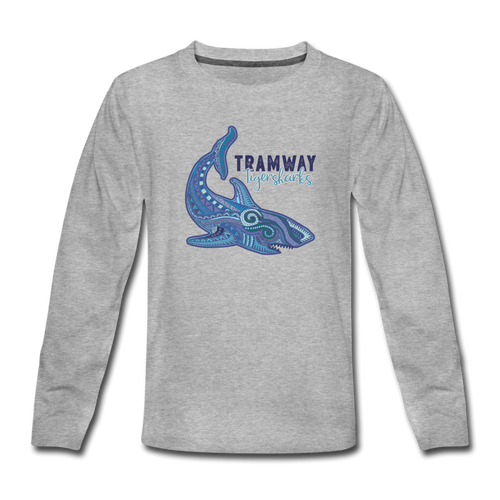 Youth Tramway Tribal Shark Long Sleeve T-Shirt - heather gray
