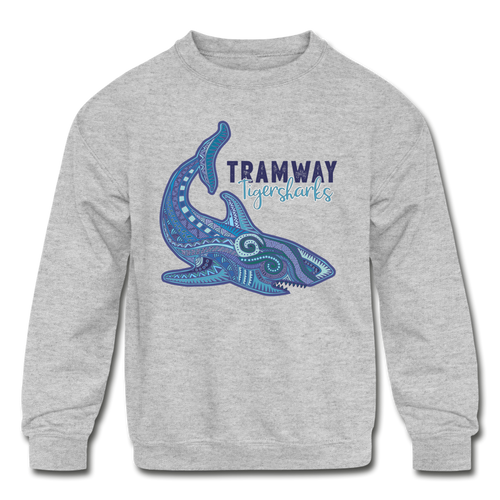 Youth Tramway Tribal Shark Crewneck Sweatshirt - heather gray