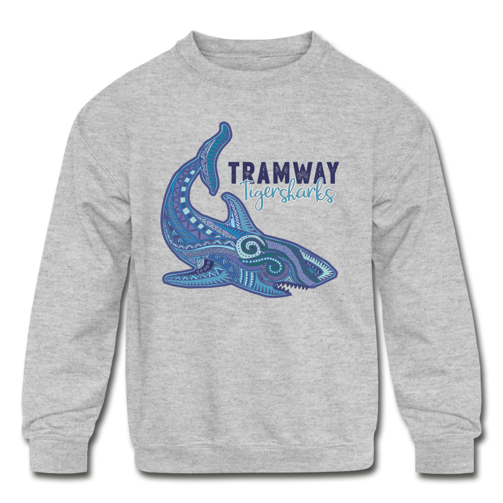 Youth Tramway Tribal Shark Crewneck Sweatshirt - heather gray