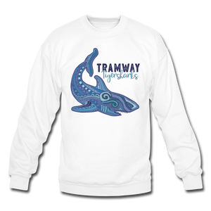 Tramway Tribal Shark Crewneck Sweatshirt - white