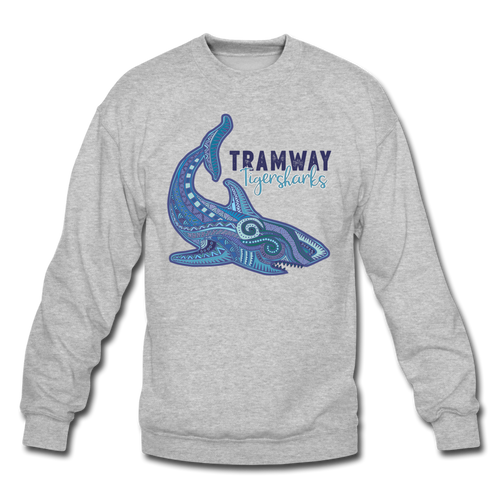Tramway Tribal Shark Crewneck Sweatshirt - heather gray