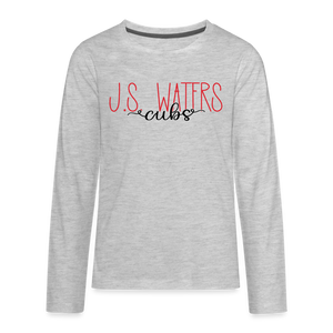 J.S. Waters Text Youth Long Sleeve Tee - heather gray