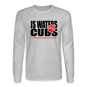 JS Waters Text W/ Paw Long Sleeve - heather gray