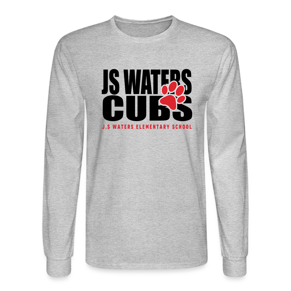 JS Waters Text W/ Paw Long Sleeve - heather gray