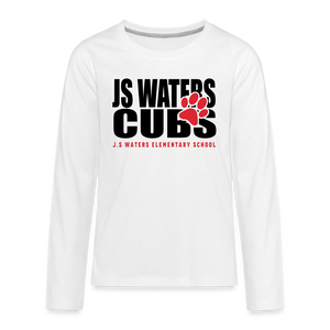 J.S. Waters Text W/ Paw Youth Long Sleeve Tee - white
