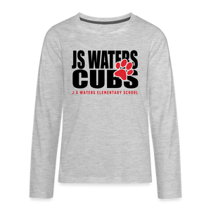 J.S. Waters Text W/ Paw Youth Long Sleeve Tee - heather gray